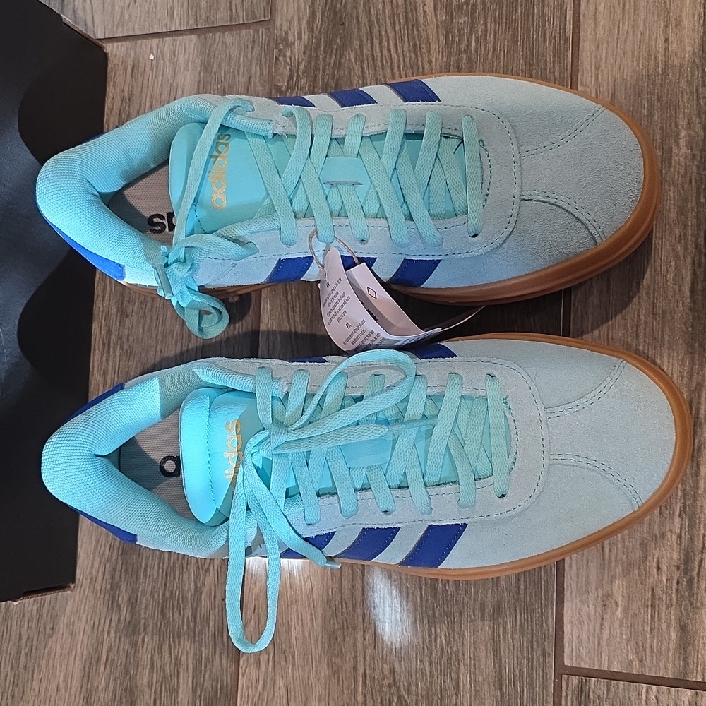 Adidas Women's Aqua and Navy Sneakers - Picture 2 of 4